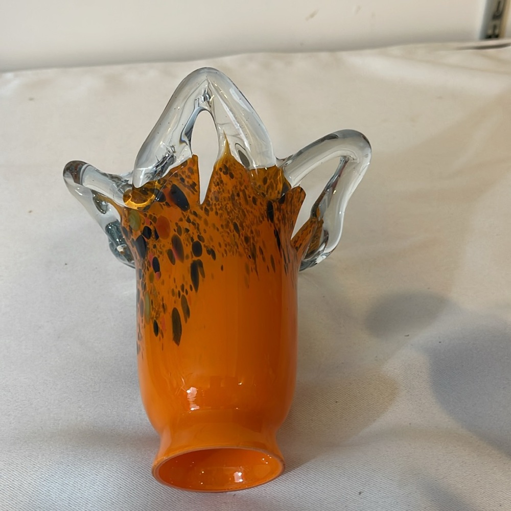 Handmade Flowing Blown Glass Tulip Shade Orange Multi - Picture 7 of 8